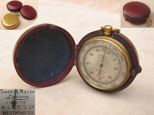 Short & Mason antique pocket barometer & altimeter